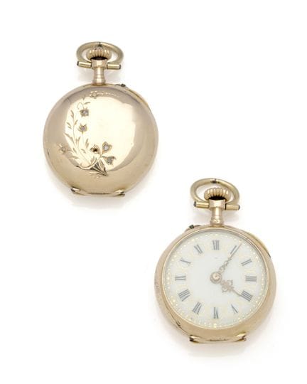 TASCHENUHR aus 18 Karat Gelbgold (750/1000) mit ei