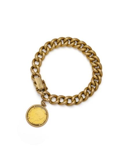 BRACELET GOURMETTE en or jaune 18K (750/1000) agré