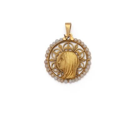 MEDAGLIA DI BATTESIMO in oro giallo 18 carati (750