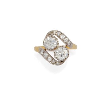 ANELLO “TOI ET MOI” in oro giallo 18 carati (750/1