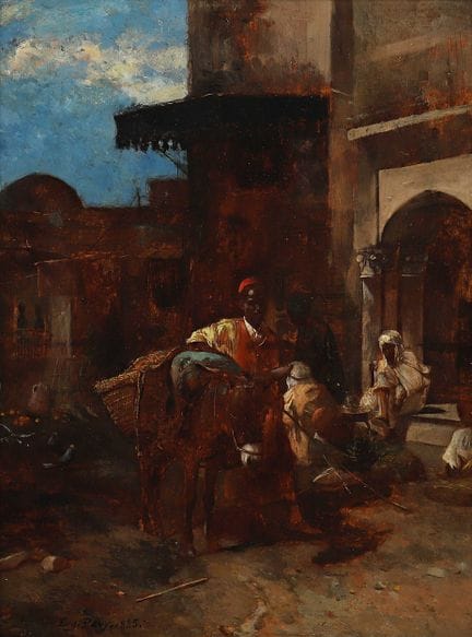 Eugène PAVY (1840-1905)
Lively street scene. 1885
