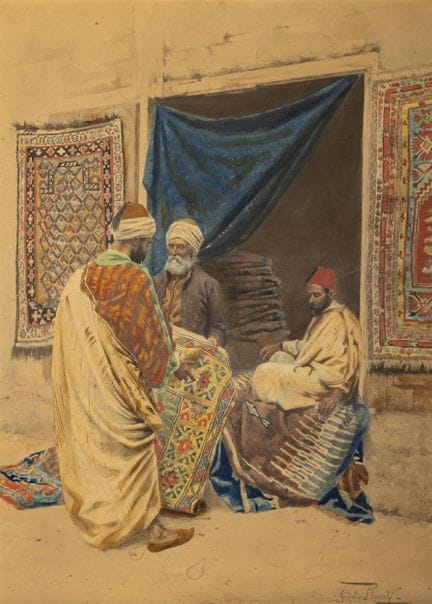 GIULIO ROSATI (1858–1917)
The Carpet Merchant 
Wat