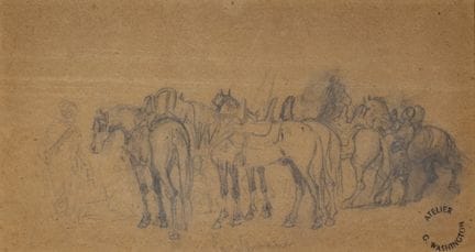 Georges WASHINGTON (1827–1910)
Horses 
Pencil on p