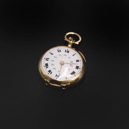 Small 18K yellow gold (750°/°°) pocket watch, doub