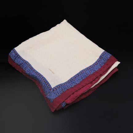 CHANEL
Ivory silk square scarf with navy blue and 