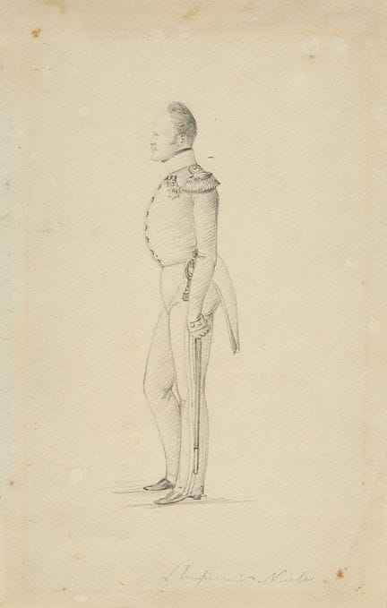 作者不详，19世纪
尼古拉一世皇帝肖像
右下角用铅笔题写“l’Empereur Nicolas”
铅