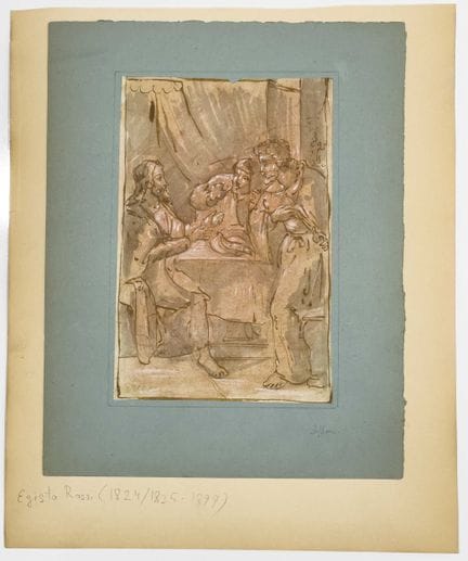 埃吉斯托·罗西（1824/1825-1899）
《基督与使徒们》
红褐土、粉笔、胡桃墨、钢笔绘于纸上