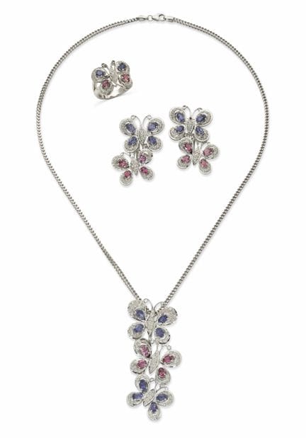 SET "BUTTERFLIES" IN ORO BIANCO 18 CARATI CON DIAM