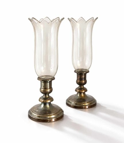 BACCARAT AND CHRISTOFLE PAIR OF CRYSTAL HURRICANE 