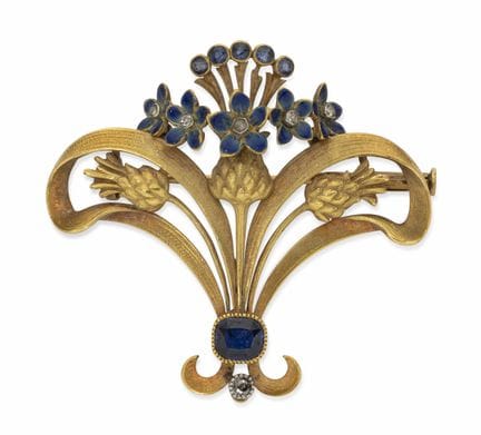 SPILLO ANTICO "MYOSOTIS" IN ORO GIALLO 18 CARATI C