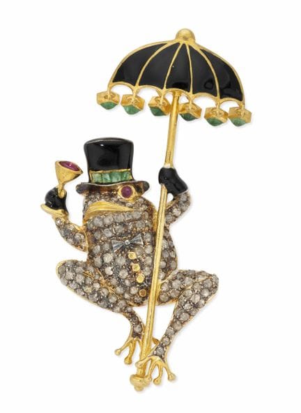 FROG’ – SPILLA-CIONDOLO IN ORO GIALLO 14K E ARGENT