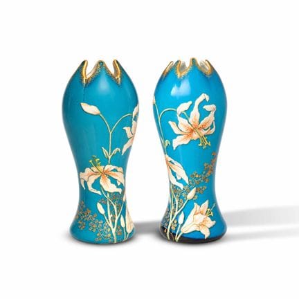 ART NOUVEAU / AESTHETIC MOVEMENT, PAIR OF ENAMELLE