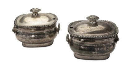 PAIR OF SMALL GEORGE IV OLD SHEFFIELD PLATE COVERE