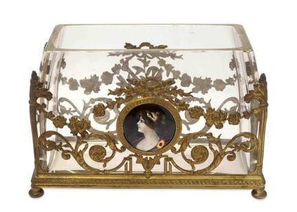 LOUIS XVI STYLE GILT-BRONZE MOUNTED GLASS JARDINIÈ