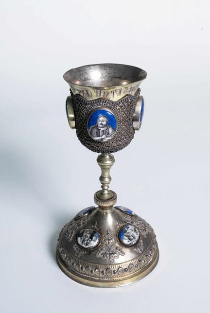 RUSSIAN SILVER-GILT, FILIGREE AND ENAMEL CHALICE
R