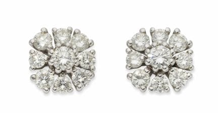 COPPIA DI ORECCHINI A PERNO IN ORO BIANCO 18 CARAT