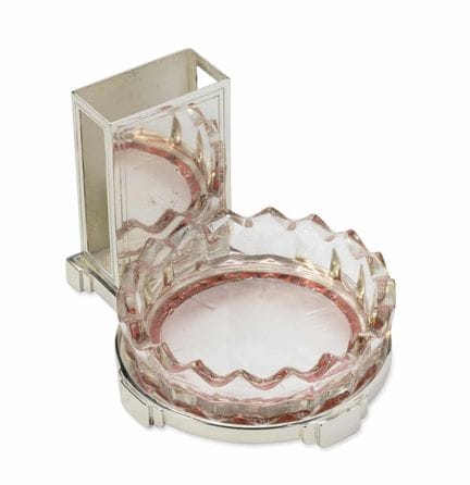 CARTIER 
STERLING SILVER ASHTRAY WITH MATCHBOX HOL