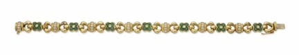 BRACCIALE IN ORO GIALLO 18 CARATI CON SMERALDI E D