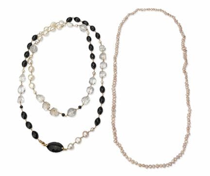 SET DI DUE COLLANE LUNGHE CON PERLE E PIETRE PREZI