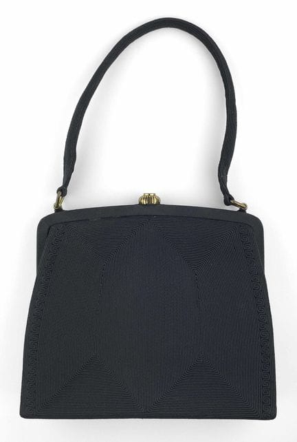BORSA DA SERA VINTAGE IN CORDÉ NERO, CIRCA 1940–19