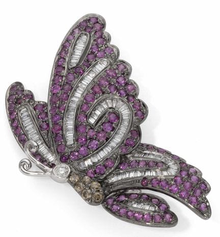 SPILLA-CIONDOLO “BUTTERFLY” IN ORO BIANCO 18 CARAT