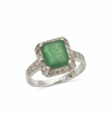 ANELLO IN ORO BIANCO 18 CARATI CON DIAMANTI E SMER