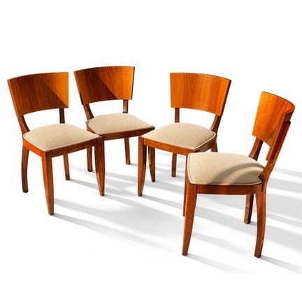 SET OF FOUR ART DECO STYLE ASH AND WALNUT CHAIRS
S