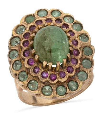 ANELLO IN ORO GIALLO CON SMERALDO E RUBINI
Anello 