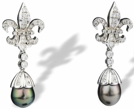 FLEUR DE LYS - COPPIA DI ORECCHINI IN ORO BIANCO, 
