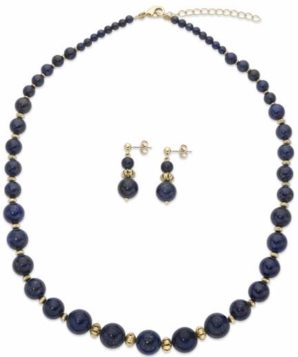 COLLANA E COPPIA DI ORECCHINI CON PERLINE DI LAPIS