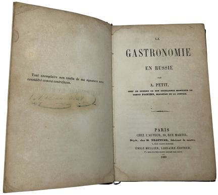 阿尔方斯·佩蒂
《俄罗斯的美食》[La Gastronomie en Russie]
巴黎：作者与埃