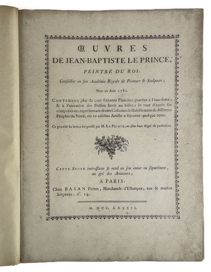 让-巴蒂斯特·勒·普林斯（1734–1781）
《皇家画家让-巴蒂斯特·勒·普林斯作品集》，收录逾一