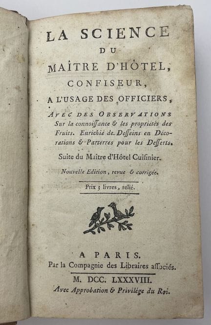 约瑟夫·梅农（1700？—1771）
《供军官使用的管家与糕点师技艺，附关于水果知识与特性的观察》。