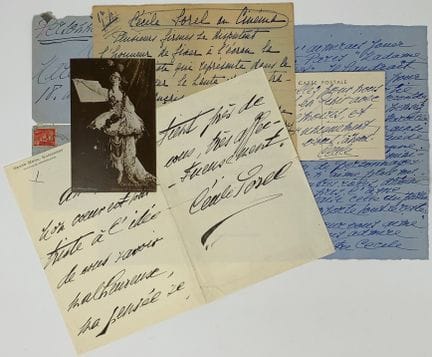 CÉCILE SOREL (1873-1966)
2 CARTAS AUTÓGRAFAS FIRMA