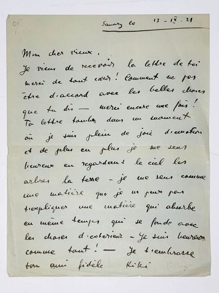 MOÏSE KISLING (1891-1953)
Carta autógrafa firmada 