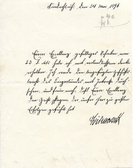 OTTO VON BISMARCK (1815-1898)
Carta autógrafa firm