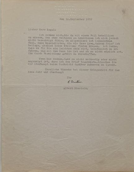 ALBERT EINSTEIN (1879-1955)
Carta mecanografiada, 
