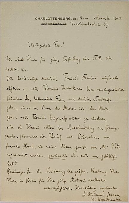 RICHARD STRAUSS (1864-1949)
Carta autógrafa firmad