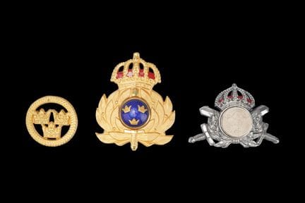 SWEDEN, Three Swedish cavalry beret insignia, 20th