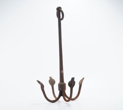 EUROPE, Antique marine anchor for a boat, iron gra