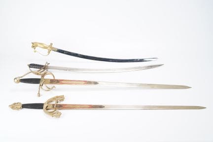 INDIA-SPAIN, set of 4 sabers and swords, 2 Indian 