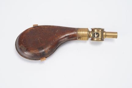 EUROPE, 19th century, leather hunting powder flask