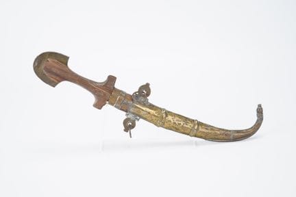MOROCCO, Koumya, curved steel blade, carved wooden