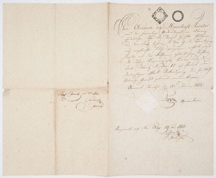 Marriage License, Bohemia, 1812
Handwritten docume