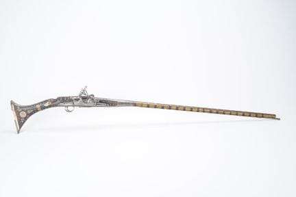 MOROCCO, Mukhala, long flintlock musket, round bar