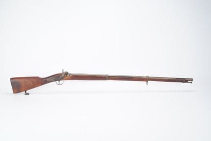 BELGIUM, black powder flintlock rifle, round barre