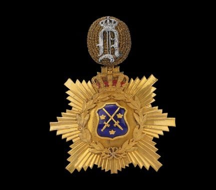 SWEDEN, Swedish officer's shako plate, monogram in