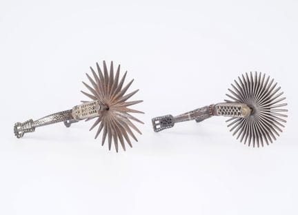 MEXICO/CHILE, set of 2 mismatched spurs, silver-pl