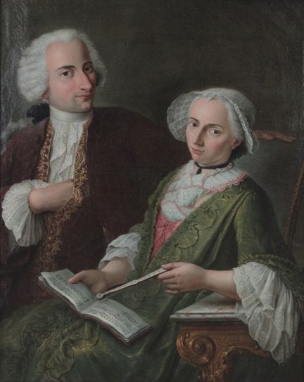 Ecole FRANCAISE vers 1740
Couple dans un intérieur