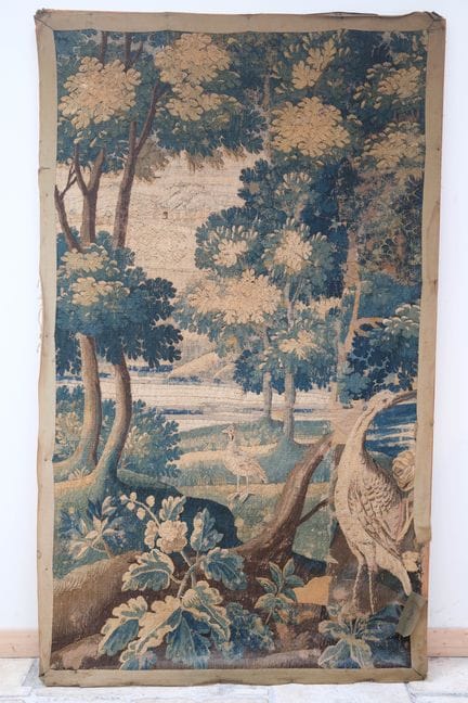 AUBUSSON
Tapisserie verdure en laine teinté et tra